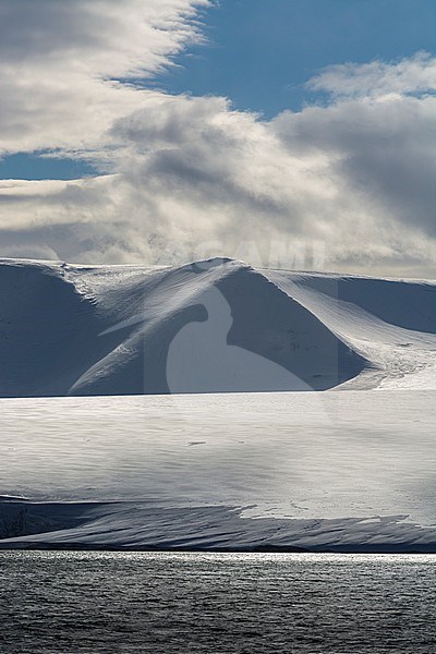 Snow-covered mountains in Hinlopen Strait. Nordaustlandet, Svalbard, Norway stock-image by Agami/Sergio Pitamitz,