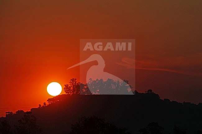 Stunning Sunset over Tana in Madagascar, with dramatic blood red sky. stock-image by Agami/Pete Morris,