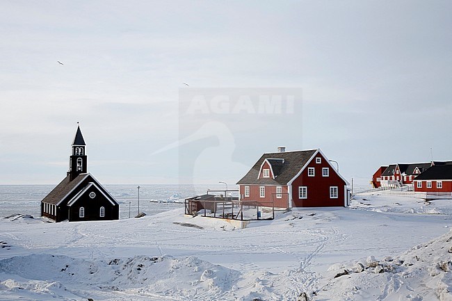 Kerk in Groenland; Church in Greenland stock-image by Agami/Chris van Rijswijk,