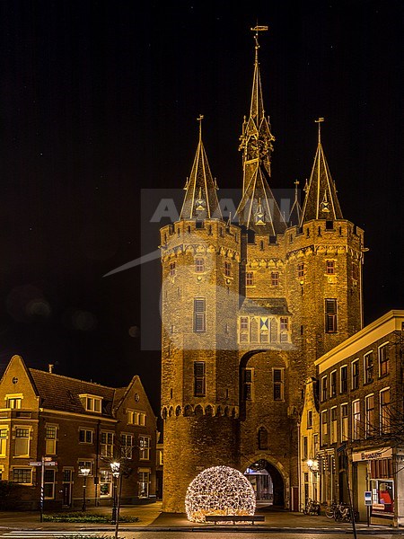 Zwolle bij avond licht, Cityscape Zwolle by night stock-image by Agami/Eric Tempelaars,