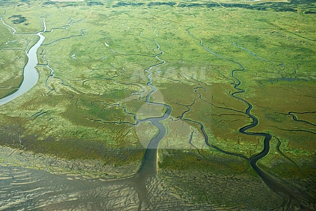 Luchtfoto van Schiermonnikoog, Oosterkwelder; Aerial photo of Schiermonnikoog, Oosterkwelder stock-image by Agami/Marc Guyt,