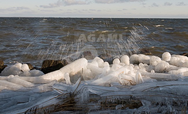 IJsselmeer in de winter; IJsselmeer in winter stock-image by Agami/Han Bouwmeester,