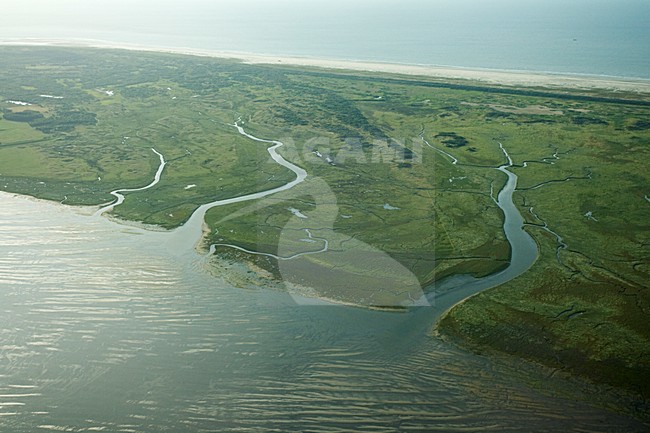 Luchtfoto van Schiermonnikoog, Oosterkwelder; Aerial photo of Schiermonnikoog, Oosterkwelder stock-image by Agami/Marc Guyt,
