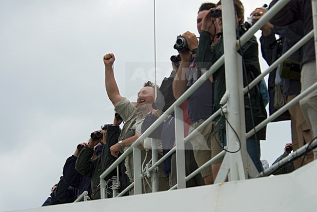 Birders on deck of the Pride of Bilbao; Vogelaars op het dek van de Pride of Bilbao stock-image by Agami/Marc Guyt,