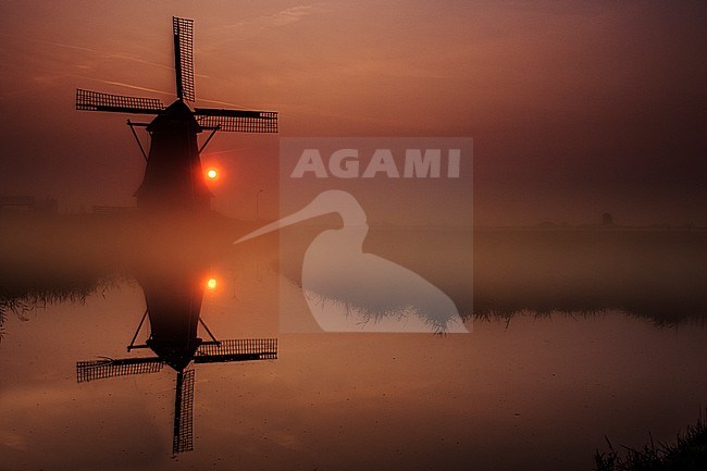 Dutch windmill Hempensermeerpolder stock-image by Agami/Wil Leurs,