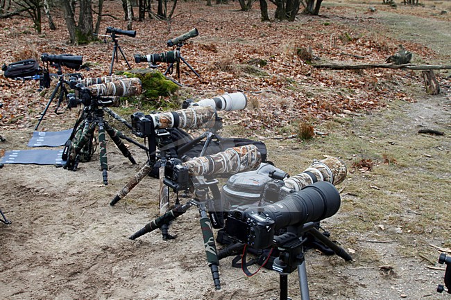 camera's, telelenzen en statieven; cameras, telephoto lenses and tripods stock-image by Agami/Chris van Rijswijk,