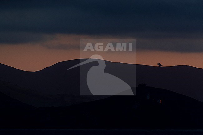 Sunset over coastal mountains near Dunedin, South Island, New Zealand. stock-image by Agami/Marc Guyt,