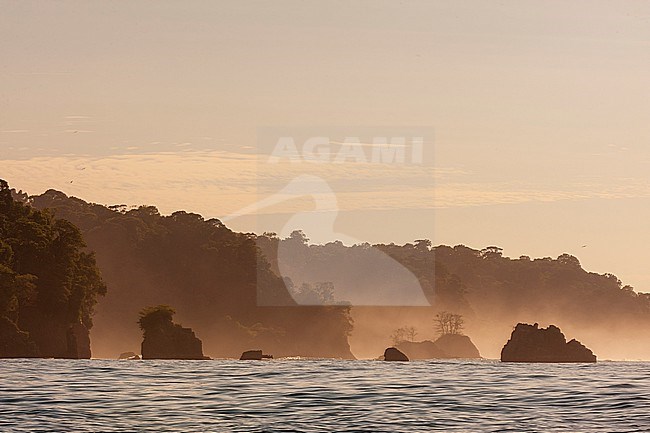Morning fog along the coast at Corcovado National Park. Corcovado National Park, Osa Peninsula, Costa Rica. stock-image by Agami/Sergio Pitamitz,