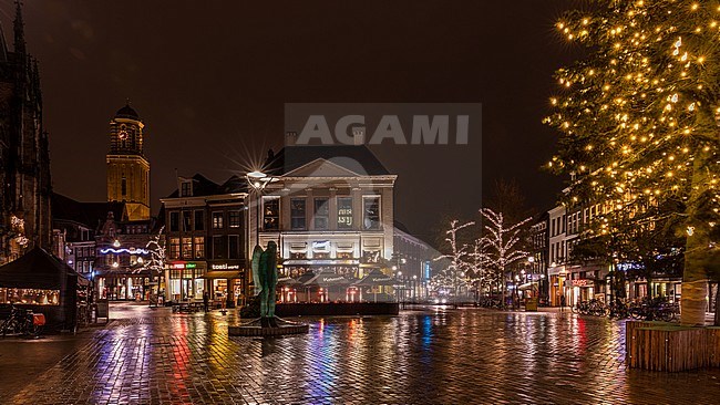 Zwolle bij avond licht, Cityscape Zwolle by night stock-image by Agami/Eric Tempelaars,