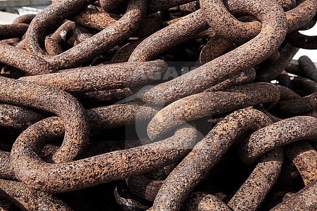 Chains harbor West-Terschelling stock-image by Agami/Wil Leurs,