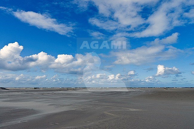 Weids uitzicht over strand met wolkenlucht; Extensive view at beach with cloudy sky stock-image by Agami/Marc Guyt,