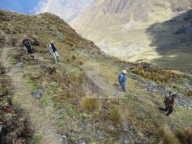 Abra Malaga pass in the high Andes of Peru. Part of the Cordillera Vilcanota mountain range. Birdwatchers heading to the humid patches of Polylepis woodland and montane scrub to find rare birds. stock-image by Agami/Marc Guyt,