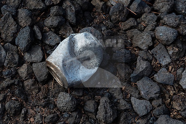 A burned soda can. La Palma Island, Canary Islands, Spain. stock-image by Agami/Sergio Pitamitz,