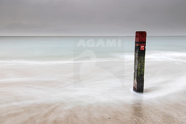 Pole on the beach of Texel. stock-image by Agami/Wil Leurs,