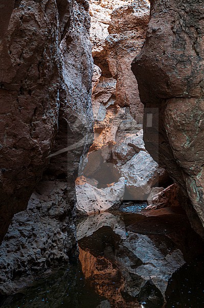 Sunlight illuminates sedimentary rocks in Sesriem Canyon. Namib Naukluft Park, Namib Desert, Namibia. stock-image by Agami/Sergio Pitamitz,