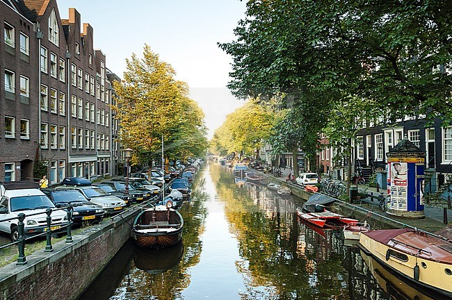 Cityscape of a canal in Amsterdam, capital of the Netherlands stock-image by Agami/Marc Guyt,