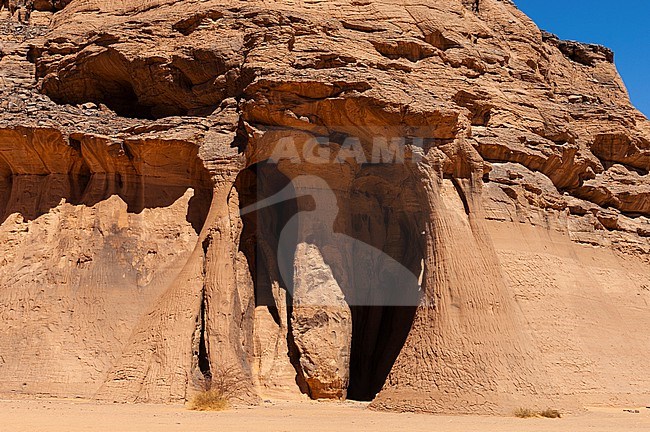 Tin Ghalega rock formation, Red Rhino Arch. Wadi Teshuinat, Akakus, Fezzan, Libya stock-image by Agami/Sergio Pitamitz,