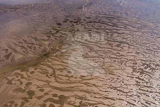 View from a plane. Tidal creeks and mudflats at the Germany Wadden Sea. stock-image by Agami/Ralph Martin,