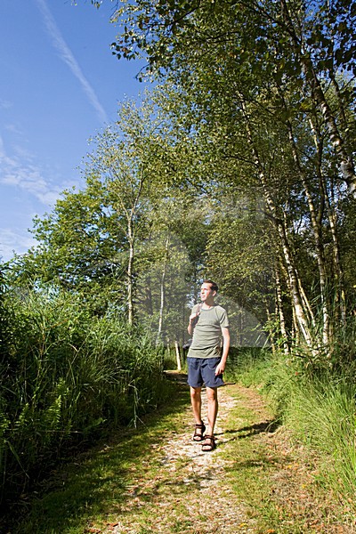 Wandelaar in natuurgbied; Pedestrial in nature stock-image by Agami/Marc Guyt,