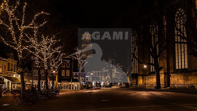 Zwolle bij avond licht, Cityscape Zwolle by night stock-image by Agami/Eric Tempelaars,