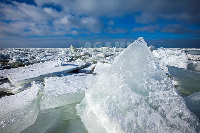 Kruiend ijs op het IJsselmeer, Drifting ice on the IJsselmeer stock-image by Agami/Wil Leurs,