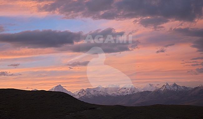 evening sky Cordilla Blanca Peru; avondlucht Cordilla Blanca Peru stock-image by Agami/Marc Guyt,