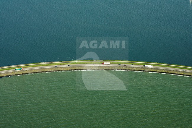 Luchtfoto van de Houtribdijk; Aerial photo of the Houtribdijk stock-image by Agami/Marc Guyt,