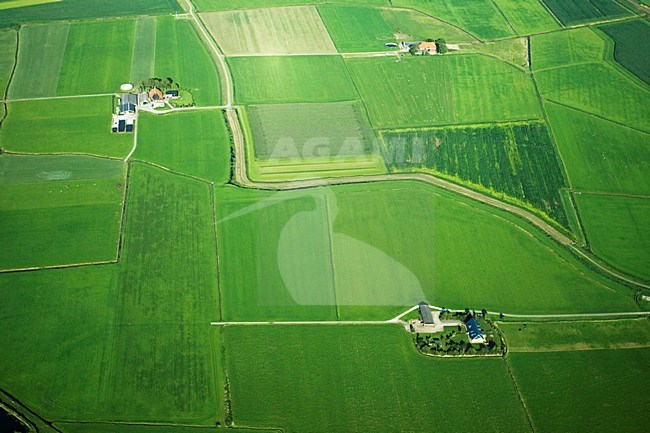 Luchtfoto van boerenland in Friesland; Aerial photo of rural aereas in Friesland stock-image by Agami/Marc Guyt,