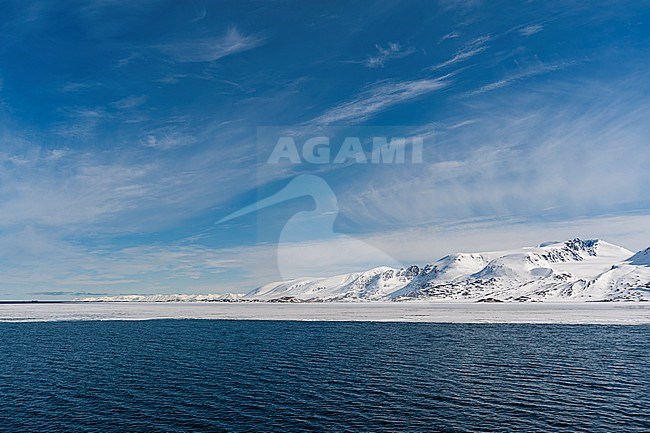 Monaco Glacier off the waters of the Arctic Ocean. Monaco Glacier, Spitsbergen Island, Svalbard, Norway. stock-image by Agami/Sergio Pitamitz,