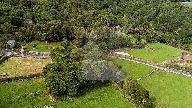 Aerial view of Fojo and his pic-nic side Corvo, Azores. October 2017. stock-image by Agami/Vincent Legrand,