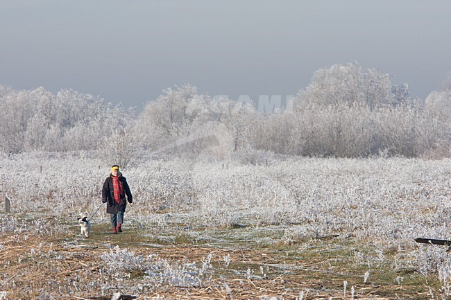 Wandelaars in winters landschap; People walking in winter landscape stock-image by Agami/Ran Schols,