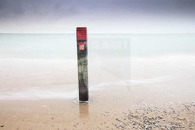 Pole on the beach of Texel. stock-image by Agami/Wil Leurs,